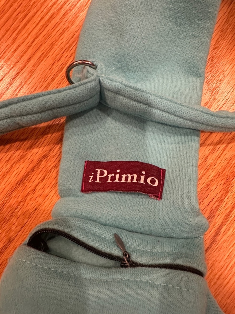 Teal Small Pet Sling Carrier with Polka Dot Lining - Picture 2 of 4